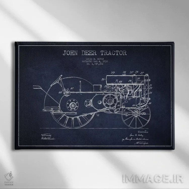 تابلو طرح ثبت اختراع جان دیر ۳ (آبی نیروی دریایی) اثر پیکسل کهنه (استودیو/نام هنری) - نمای روبهرو روی دیوار