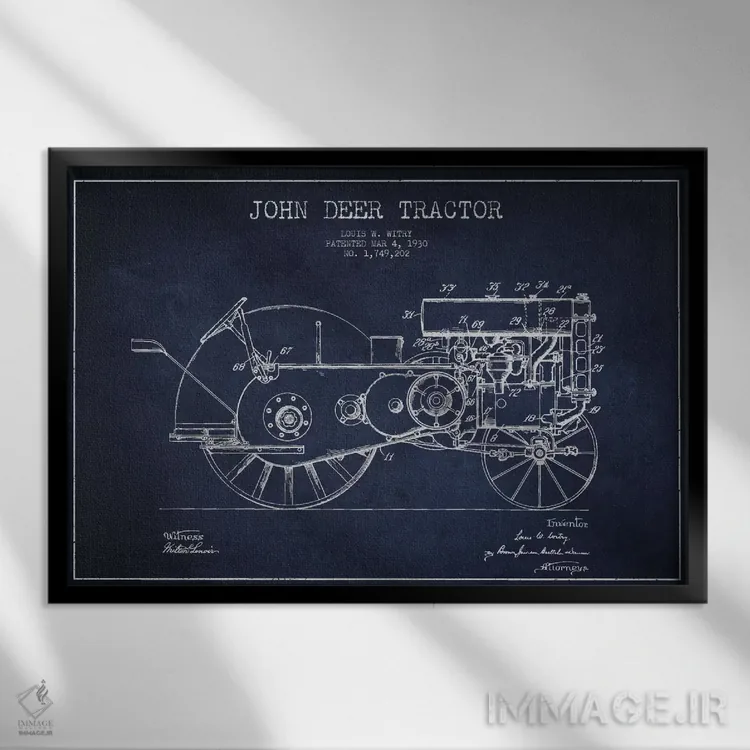 تابلو طرح ثبت اختراع جان دیر ۳ (آبی نیروی دریایی) اثر پیکسل کهنه (استودیو/نام هنری) - نمای قابدار مشکی