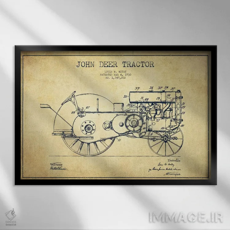 تابلو طرح ثبت اختراع جان دیر (قدیمی) اثر پیکسل کهنه (استودیو/نام هنری) - نمای قابدار مشکی