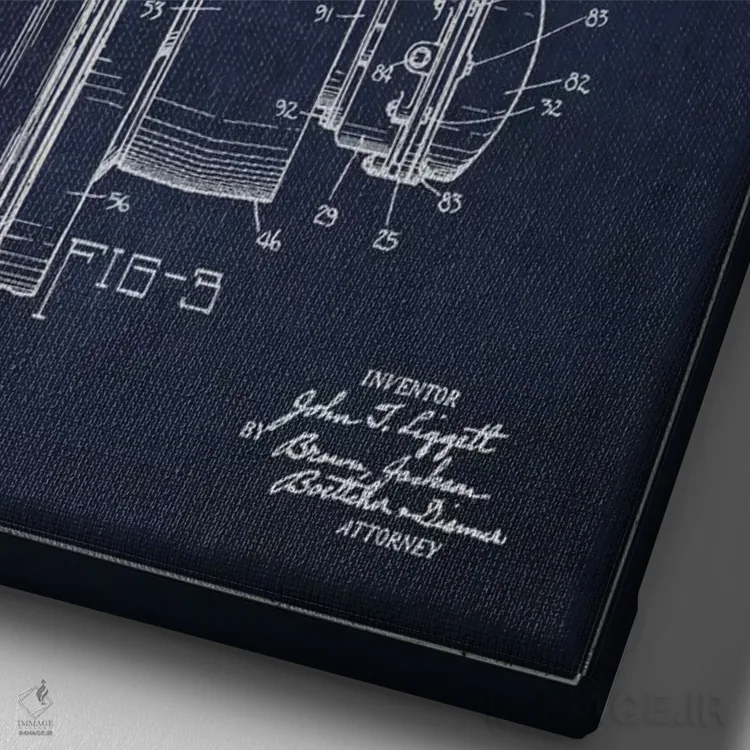 تابلو طرح ثبت اختراع جان دیر ۴ (آبی نیروی دریایی) اثر پیکسل کهنه (استودیو/نام هنری) - نمای نزدیک بافت بوم