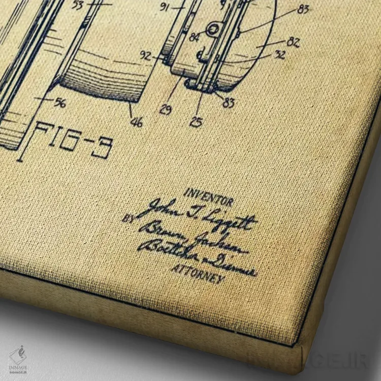 تابلو طرح ثبت اختراع جان دیر (قدیمی) اثر پیکسل کهنه (استودیو/نام هنری) - نمای نزدیک بافت بوم