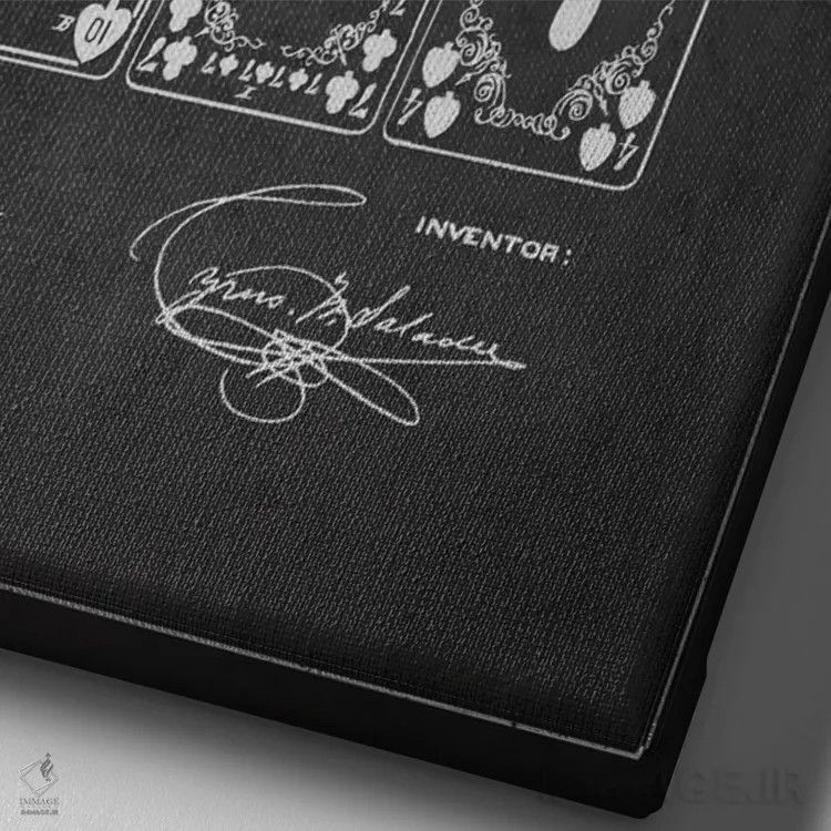 تابلو طرح ثبت اختراع کارتهای سالادی (تیره) اثر پیکسل کهنه (استودیو/نام هنری) - نمای نزدیک بافت بوم