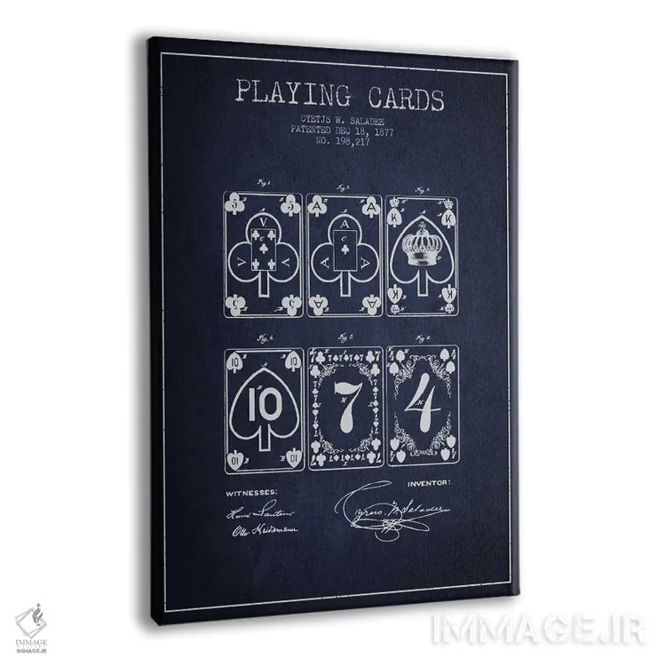 تابلو طرح ثبت اختراع کارتهای سالادی (آبی نیروی دریایی) اثر پیکسل کهنه (استودیو/نام هنری) - نمای پرسپکتیو محصول