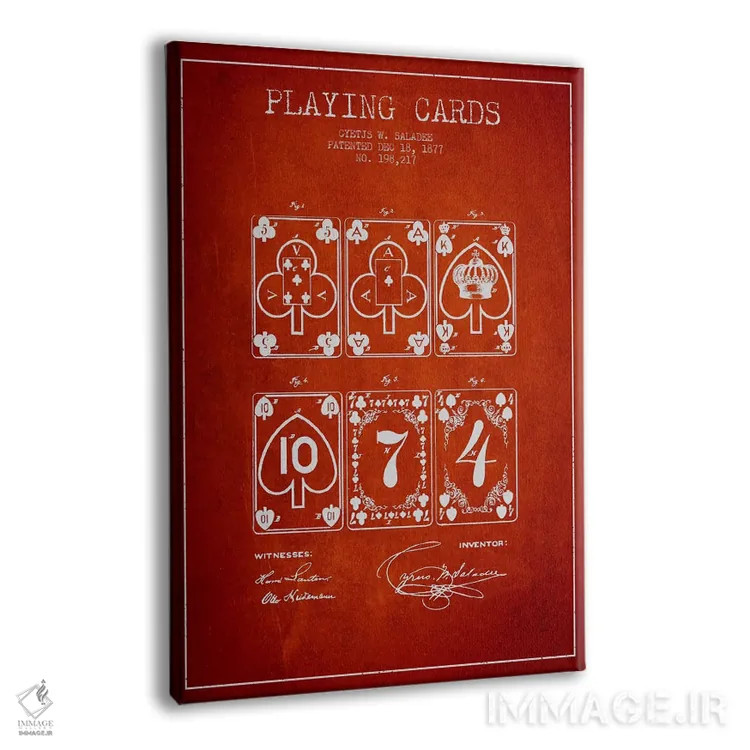 تابلو طرح ثبت اختراع کارتهای سالادی (قرمز) اثر پیکسل کهنه (استودیو/نام هنری) - نمای پرسپکتیو محصول