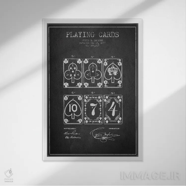 تابلو طرح ثبت اختراع کارتهای سالادی (تیره) اثر پیکسل کهنه (استودیو/نام هنری) - نمای قابدار سفید