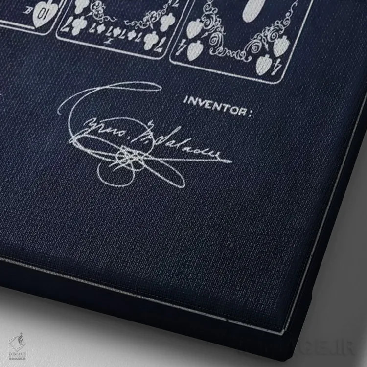 تابلو طرح ثبت اختراع کارتهای سالادی (آبی نیروی دریایی) اثر پیکسل کهنه (استودیو/نام هنری) - نمای نزدیک بافت بوم