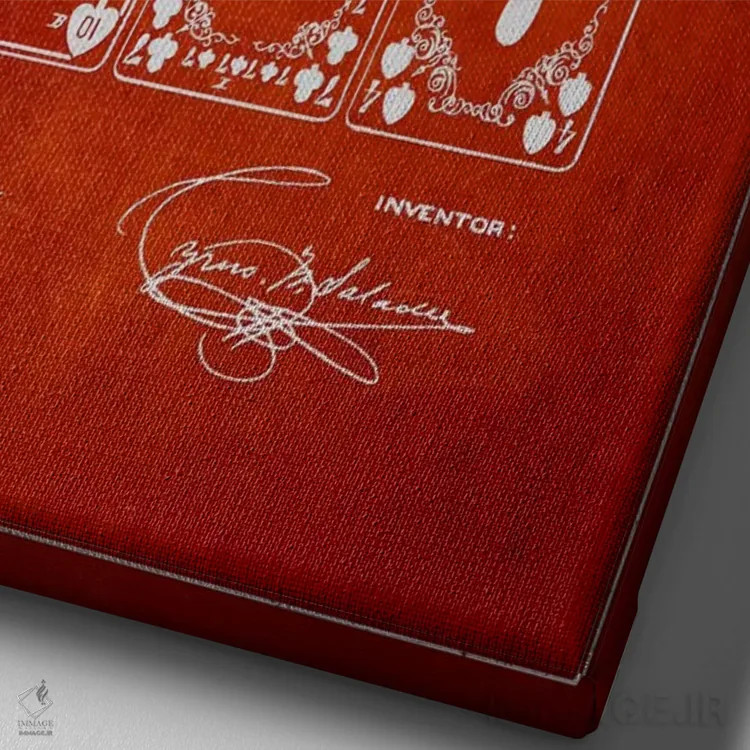 تابلو طرح ثبت اختراع کارتهای سالادی (قرمز) اثر پیکسل کهنه (استودیو/نام هنری) - نمای نزدیک بافت بوم