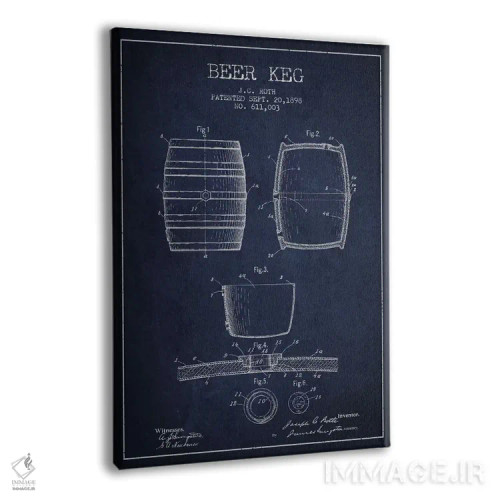 تابلو طرح ثبت اختراع بشکه (آبی نیروی دریایی) اثر پیکسل کهنه (استودیو/نام هنری) - نمای پرسپکتیو محصول