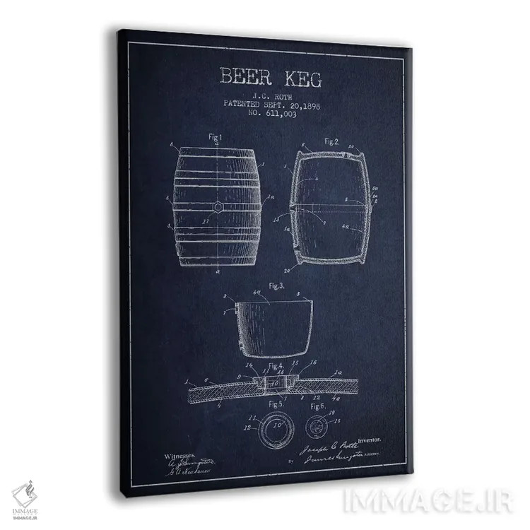 تابلو طرح ثبت اختراع بشکه (آبی نیروی دریایی) اثر پیکسل کهنه (استودیو/نام هنری) - نمای پرسپکتیو محصول