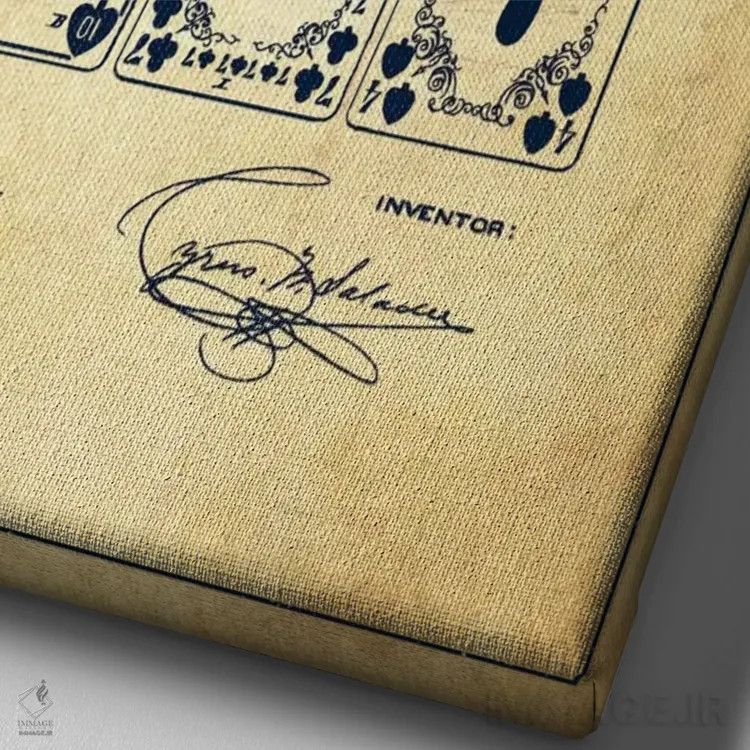 تابلو طرح ثبت اختراع کارتهای سالادی (قدیمی) اثر پیکسل کهنه (استودیو/نام هنری) - نمای نزدیک بافت بوم