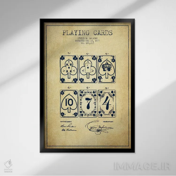 تابلو طرح ثبت اختراع کارتهای سالادی (قدیمی) اثر پیکسل کهنه (استودیو/نام هنری) - نمای قابدار مشکی