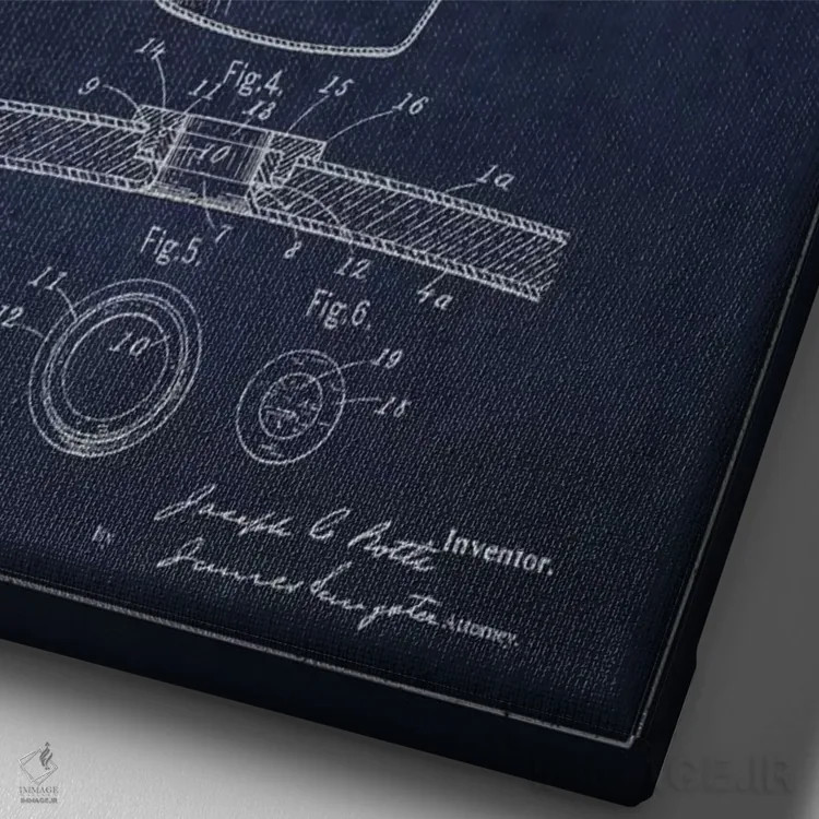 تابلو طرح ثبت اختراع بشکه (آبی نیروی دریایی) اثر پیکسل کهنه (استودیو/نام هنری) - نمای نزدیک بافت بوم