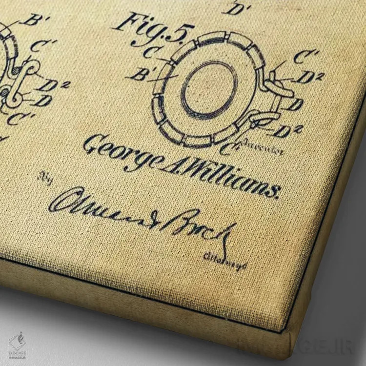 تابلو طرح ثبت اختراع قفل درب بطری (قدیمی) اثر پیکسل کهنه (استودیو/نام هنری) - نمای نزدیک بافت بوم