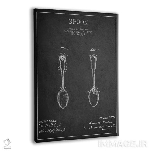 تابلو طرح ثبت اختراع قاشق (طرح ذغالی) اثر پیکسل کهنه (استودیو/نام هنری) - نمای پرسپکتیو محصول