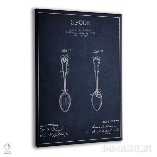 تابلو طرح ثبت اختراع قاشق (آبی نیروی دریایی) اثر پیکسل کهنه (استودیو/نام هنری) - نمای پرسپکتیو محصول