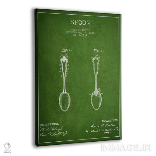 تابلو طرح ثبت اختراع قاشق (سبز) اثر پیکسل کهنه (استودیو/نام هنری) - نمای پرسپکتیو محصول