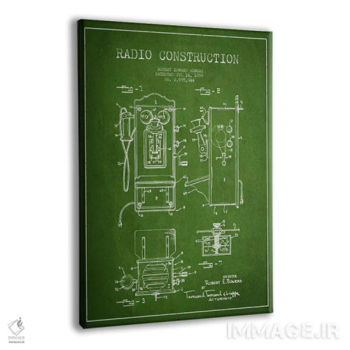 تابلو طرح ثبت اختراع رادیو باورس (سبز) اثر پیکسل کهنه (استودیو/نام هنری) - نمای پرسپکتیو محصول