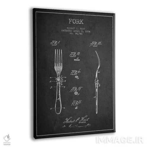 تابلو طرح ثبت اختراع چنگال (طرح ذغالی) اثر پیکسل کهنه (استودیو/نام هنری) - نمای پرسپکتیو محصول