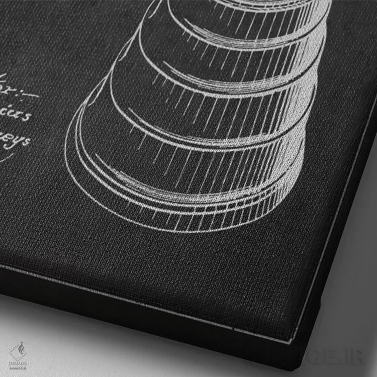 تابلو طرح ثبت اختراع همزن (طرح ذغالی) اثر پیکسل کهنه (استودیو/نام هنری) - نمای نزدیک بافت بوم