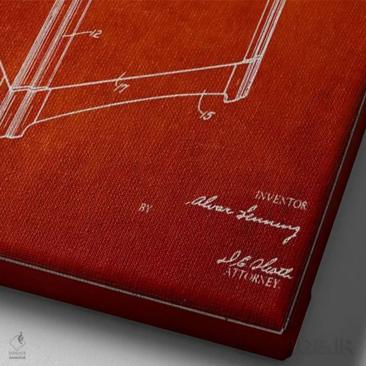 تابلو طرح ثبت اختراع یخچال (قرمز) اثر پیکسل کهنه (استودیو/نام هنری) - نمای نزدیک بافت بوم