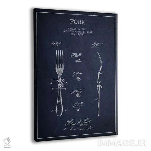 تابلو طرح ثبت اختراع چنگال (آبی نیروی دریایی) اثر پیکسل کهنه (استودیو/نام هنری) - نمای پرسپکتیو محصول