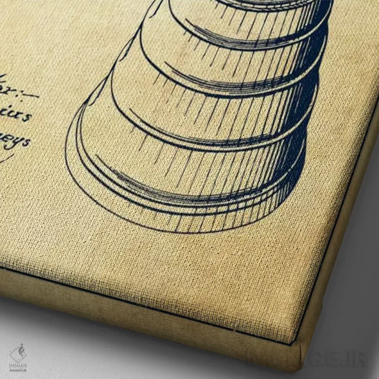 تابلو طرح ثبت اختراع همزن (قدیمی) اثر پیکسل کهنه (استودیو/نام هنری) - نمای نزدیک بافت بوم