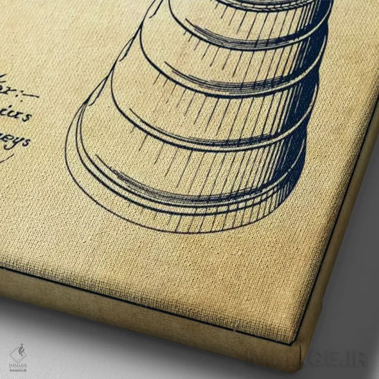 تابلو طرح ثبت اختراع همزن (قدیمی) اثر پیکسل کهنه (استودیو/نام هنری) - نمای نزدیک بافت بوم