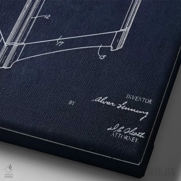 تابلو طرح ثبت اختراع یخچال (آبی نیروی دریایی) اثر پیکسل کهنه (استودیو/نام هنری) - نمای نزدیک بافت بوم