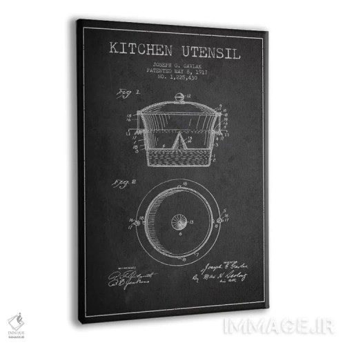 تابلو طرح ثبت اختراع لوازم آشپزخانه (طرح ذغالی) اثر پیکسل کهنه (استودیو/نام هنری) - نمای پرسپکتیو محصول