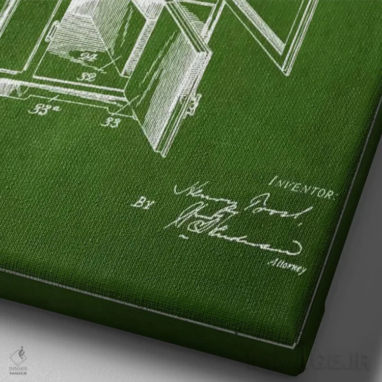 تابلو طرح ثبت اختراع یخچال (سبز) اثر پیکسل کهنه (استودیو/نام هنری) - نمای نزدیک بافت بوم