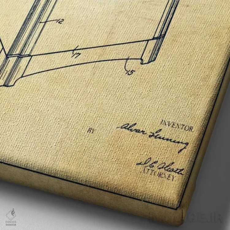 تابلو طرح ثبت اختراع یخچال (قدیمی) اثر پیکسل کهنه (استودیو/نام هنری) - نمای نزدیک بافت بوم