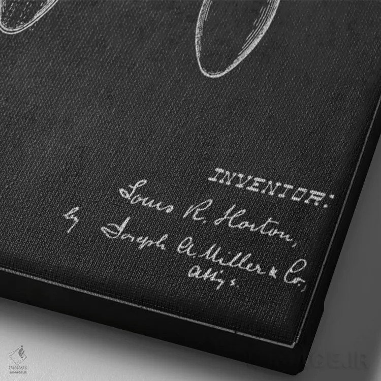 تابلو طرح ثبت اختراع قاشق (طرح ذغالی) اثر پیکسل کهنه (استودیو/نام هنری) - نمای نزدیک بافت بوم