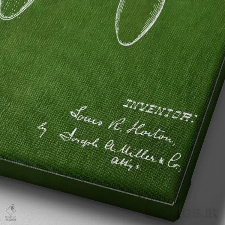 تابلو طرح ثبت اختراع قاشق (سبز) اثر پیکسل کهنه (استودیو/نام هنری) - نمای نزدیک بافت بوم