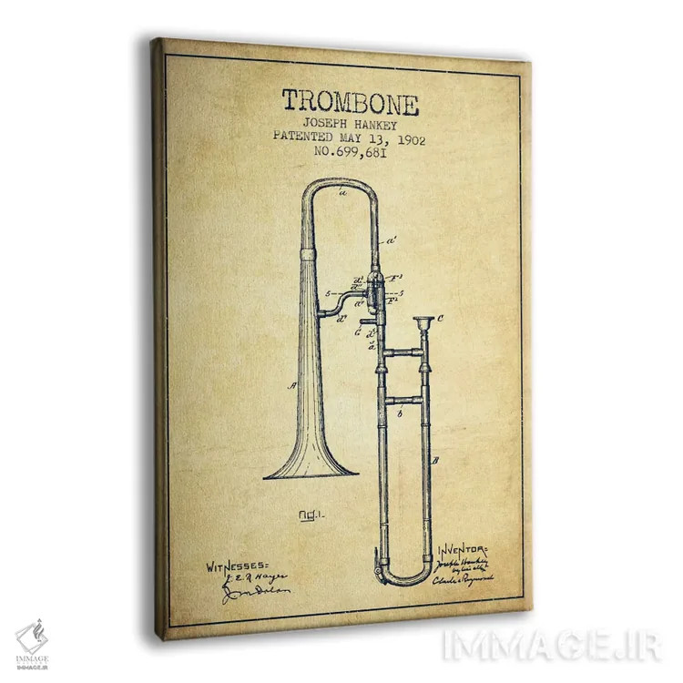 تابلو طرح ثبت اختراع ترومبون (کهنه) اثر پیکسل کهنه (استودیو/نام هنری) - نمای پرسپکتیو محصول