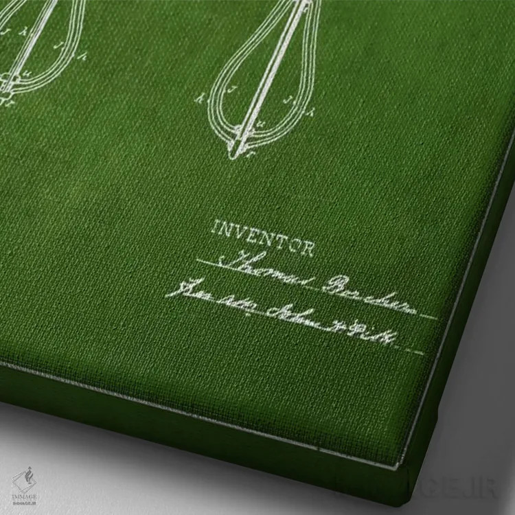 تابلو طرح ثبت اختراع همزن تخم مرغ (سبز) اثر پیکسل کهنه (استودیو/نام هنری) - نمای نزدیک بافت بوم