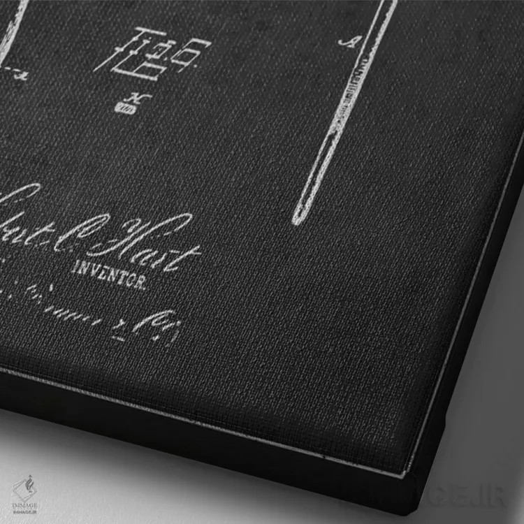 تابلو طرح ثبت اختراع چنگال (طرح ذغالی) اثر پیکسل کهنه (استودیو/نام هنری) - نمای نزدیک بافت بوم