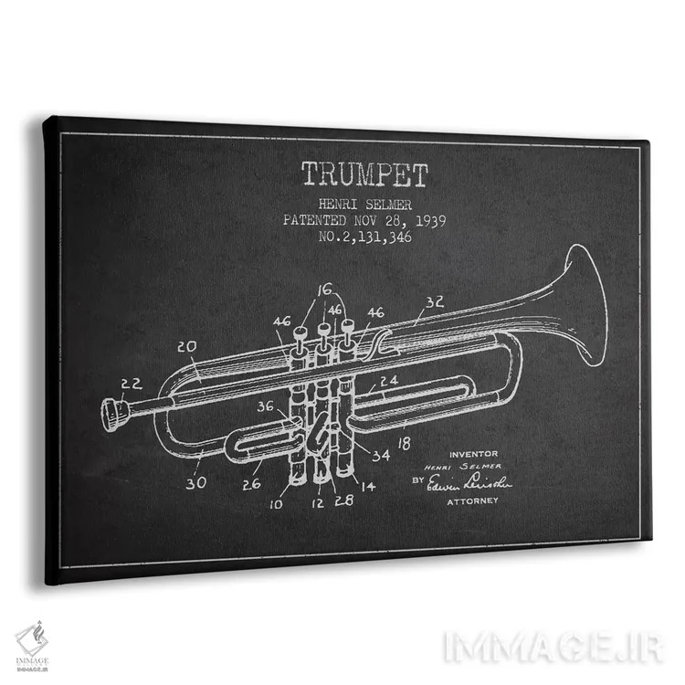 تابلو طرح ثبت اختراع ترومپت (زغالی) اثر پیکسل کهنه (استودیو/نام هنری) - نمای پرسپکتیو محصول
