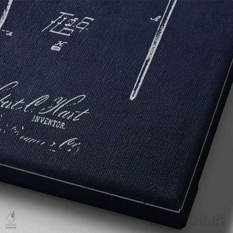 تابلو طرح ثبت اختراع چنگال (آبی نیروی دریایی) اثر پیکسل کهنه (استودیو/نام هنری) - نمای نزدیک بافت بوم