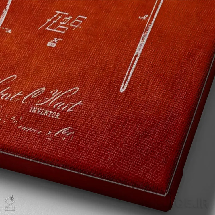 تابلو طرح ثبت اختراع چنگال (قرمز) اثر پیکسل کهنه (استودیو/نام هنری) - نمای نزدیک بافت بوم