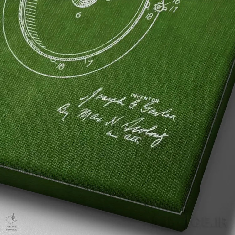 تابلو طرح ثبت اختراع لوازم آشپزخانه (سبز) اثر پیکسل کهنه (استودیو/نام هنری) - نمای نزدیک بافت بوم