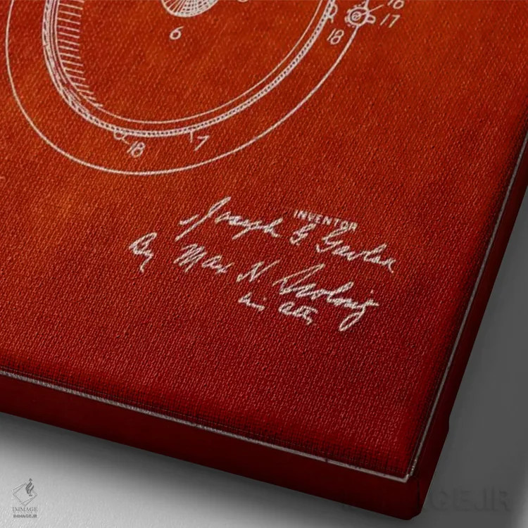 تابلو طرح ثبت اختراع ظرف آشپزخانه (قرمز) اثر پیکسل کهنه (استودیو/نام هنری) - نمای نزدیک بافت بوم