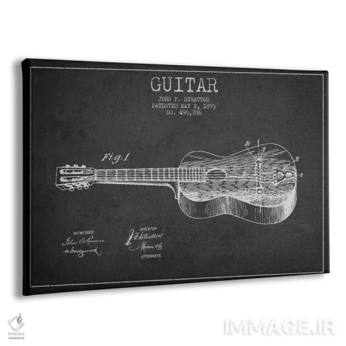 تابلو طرح ثبت اختراع گیتار (زغالی) اثر پیکسل کهنه (استودیو/نام هنری) - نمای پرسپکتیو محصول