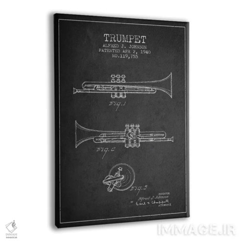 تابلو طرح ثبت اختراع ترومپت (زغالی) اثر پیکسل کهنه (استودیو/نام هنری) - نمای پرسپکتیو محصول