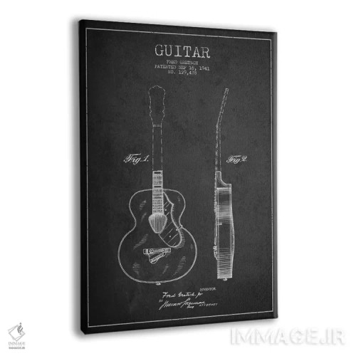 تابلو طرح ثبت اختراع گیتار (زغالی) اثر پیکسل کهنه (استودیو/نام هنری) - نمای پرسپکتیو محصول