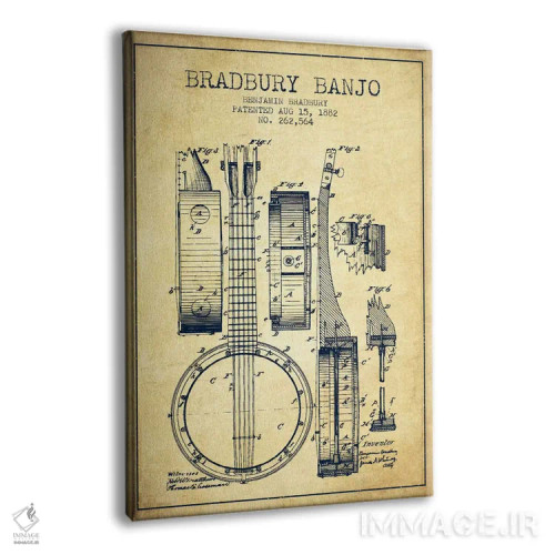 تابلو طرح ثبت اختراع بانجو (کهنه) اثر پیکسل کهنه (استودیو/نام هنری) - نمای پرسپکتیو محصول