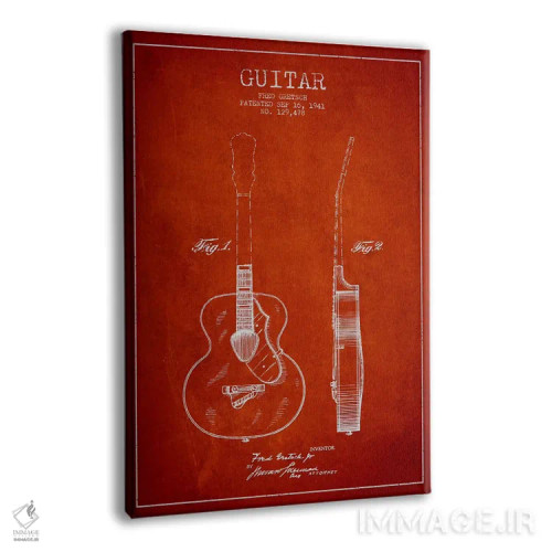 تابلو طرح ثبت اختراع گیتار (قرمز) اثر پیکسل کهنه (استودیو/نام هنری) - نمای پرسپکتیو محصول