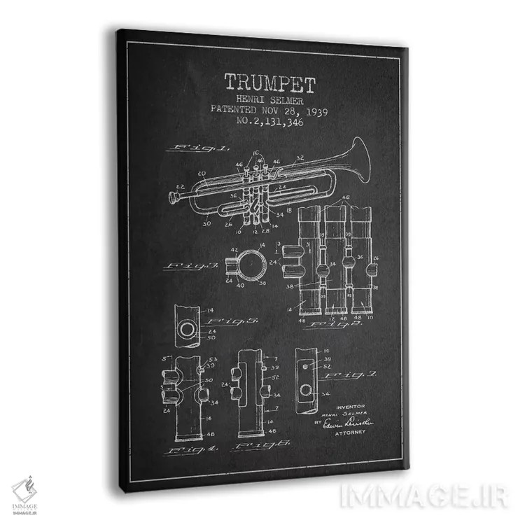 تابلو طرح ثبت اختراع ترومپت (زغالی) اثر پیکسل کهنه (استودیو/نام هنری) - نمای پرسپکتیو محصول