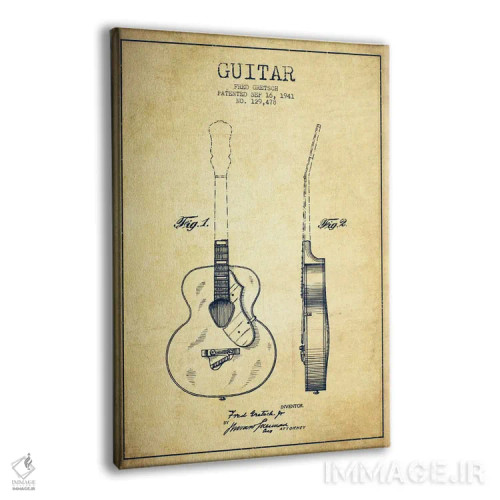 تابلو طرح ثبت اختراع گیتار (کهنه) اثر پیکسل کهنه (استودیو/نام هنری) - نمای پرسپکتیو محصول