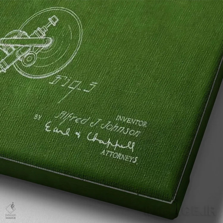 تابلو طرح ثبت اختراع ترومپت (سبز) اثر پیکسل کهنه (استودیو/نام هنری) - نمای نزدیک بافت بوم