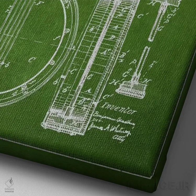 تابلو طرح ثبت اختراع بانجو (سبز) اثر پیکسل کهنه (استودیو/نام هنری) - نمای نزدیک بافت بوم